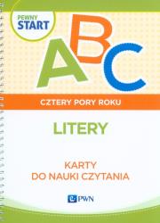 Pewny start Cztery pory roku Litery Karty do nauki czytania. Autor: Izabela Jaźwińska, Kosecka Magdalena. Dadada.pl Okładka książki Pewny start Cztery pory roku Litery Karty do nauki czytania