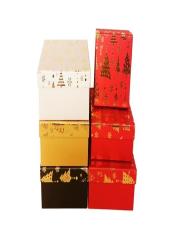 Opakowanie Pudełko kwadrat Hot Stamp Choinki Szary M