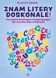 Znam litery doskonale!. Autor: Małgorzata Barańska – słowa. Dadada.pl Okładka książki Znam litery doskonale!