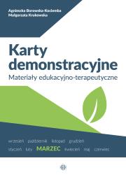 Karty demonstracyjne Marzec Materiały edukacyjno-terapeutyczne. Autor: Agnieszka Borowska-Kociemba, Małgorzata Krukowska. Dadada.pl Okładka książki Karty demonstracyjne Marzec Materiały edukacyjno-terapeutyczne