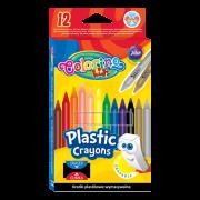 Opakowanie KREDKI ŚWIECOWE OKRĄGŁE PLASTIKOWE WYMAZYWALNE Z GUMKĄ 12 KOL. COLORINO KIDS