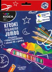 Opakowanie Kredki trójkątne grube 14 kol.+ołówek+ magic DERFO