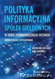 Okładka książki Polityka informacyjna spółek giełdowych w dobie...