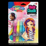 Opakowanie ZESTAW PASTELI KREDOWYCH DO WŁOSÓW  BLISTER METALIC COLORINO KIDS 5 SZTUK