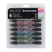 Opakowanie Brush marker komplet 6 szt. PASTEL TONES 0290035 (putty, rose pink, pink pearl, cool aqua, meadow green, pebble blue)