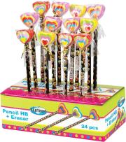 Opakowanie Ołówek okrągły HB z gumką serce (24szt) 88028