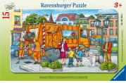Puzzle 15 Śmieciarka. Wydawca: Ravensburger. Dadada.pl Opakowanie Puzzle 15 Śmieciarka