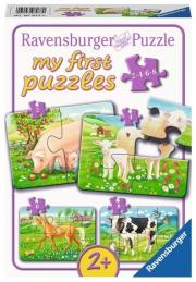 Puzzle 2/4/6/8 Zwierzęta na farmie. Wydawca: Ravensburger. Dadada.pl Opakowanie Puzzle 2/4/6/8 Zwierzęta na farmie