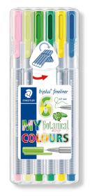 Opakowanie Cienkopis Staedtler triplus Botanical grubość 0.3 mm, 6 kolorów w etui