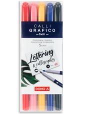 Opakowanie Pisaki do kaligrafi dwustronne pędzelek 5 kolorów