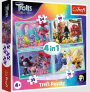Puzzle 4w1 Trasa koncertowa Trolli TREFL. Wydawca: Trefl. Dadada.pl Opakowanie Puzzle 4w1 Trasa koncertowa Trolli TREFL