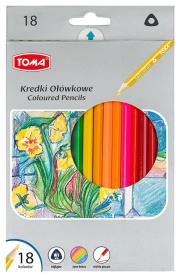 Kredki ołówkowe trójkątne 18 kolorów TOMA. Wydawca: TOMA. Dadada.pl Opakowanie Kredki ołówkowe trójkątne 18 kolorów TOMA