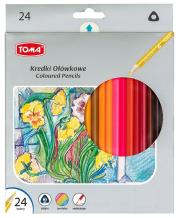 Kredki ołówkowe trójkątne 24 kolory TOMA. Wydawca: TOMA. Dadada.pl Opakowanie Kredki ołówkowe trójkątne 24 kolory TOMA