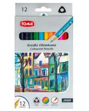 Kredki ołówkowe trójkątne Jumbo 12 kolorów TOMA. Wydawca: TOMA. Dadada.pl Opakowanie Kredki ołówkowe trójkątne Jumbo 12 kolorów TOMA