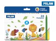 Kredki świecowe Milan Plastipastel 24 kolory w kartonowym opakowaniu. Wydawca: MILAN. Dadada.pl Opakowanie Kredki świecowe Milan Plastipastel 24 kolory w kartonowym opakowaniu