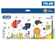 Kredki świecowe Milan Plastipastel 30 kolorów w kartonowym opakowaniu. Wydawca: MILAN. Dadada.pl Opakowanie Kredki świecowe Milan Plastipastel 30 kolorów w kartonowym opakowaniu