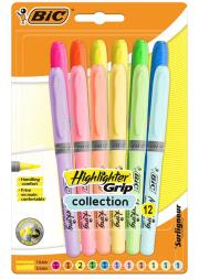 Zakreślacz Highlighter Grip Pastel mix (12szt) BIC. Wydawca: Bic. Dadada.pl Opakowanie Zakreślacz Highlighter Grip Pastel mix (12szt) BIC
