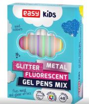 Żelopis mix fluo metal brokat 48 kolorów EASY. Wydawca: Easy Stationery. Dadada.pl Opakowanie Żelopis mix fluo metal brokat 48 kolorów EASY