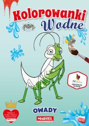 Kolorowanka wodna Owady. Autor: KLAUDIA JĘDRYSIAK, HUBERT WŁODARCZYK. Dadada.pl Okładka książki Kolorowanka wodna Owady