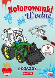 Kolorowanka wodna Pojazdy. Autor: HUBERT WŁODARCZYK. Dadada.pl Okładka książki Kolorowanka wodna Pojazdy
