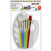 Opakowanie Pędzle akrylowe 6szt + paleta do farb