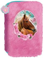 Opakowanie Piórnik pluszowy dwukomorowy F Konie 19 DERFORM