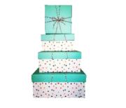 Opakowanie Pudełko Kwadrat mięta pastel kropki L ROZETTE