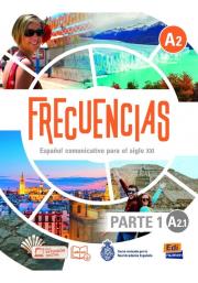 Frecuencias A2.1 Podręcznik + online Parte 1. Autor: Cerdeira Paula, Oliva Carlos, Rosales Manuel. Dadada.pl Okładka książki Frecuencias A2.1 Podręcznik + online Parte 1