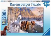 Opakowanie Puzzle 200 Konie w zimowej scenerii