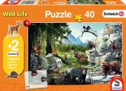 Opakowanie Puzzle 40 Schleich Zwierzęta lasu + 2 figurki G3