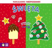 Święta. Naklejanki niespodzianki. Autor: Opracowanie zbiorowe. Dadada.pl Okładka książki Święta. Naklejanki niespodzianki