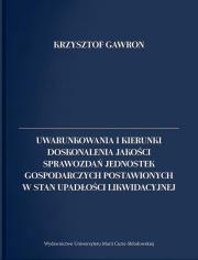 Okładka książki Uwarunkowania i kierunki doskonalenia jakości..