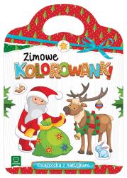 Okładka książki Zimowe kolorowanki. Książeczka z naklejkami.