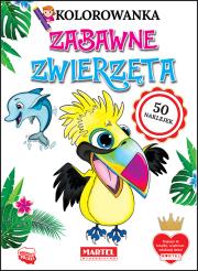 Kolorowanka z naklejkami. Zabawne zwierzęta. Autor: Opracowanie zbiorowe. Dadada.pl Okładka książki Kolorowanka z naklejkami. Zabawne zwierzęta