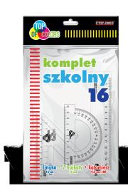 Opakowanie Komplet szkolny 16 linijka 16 cm + 2 ekierki + kątomierz