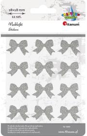 Opakowanie Naklejki kokardy brokatowe srebrne 12szt.TZ-642