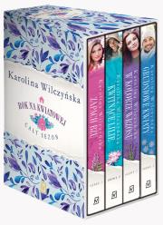 Pakiet Rok na Kwiatowej: Zapach bzu / Kwitnące lilie / W kolorze wrzosu / Grudniowe kwiaty. Autor: Wilczyńska Karolina. Dadada.pl Okładka książki Pakiet Rok na Kwiatowej: Zapach bzu / Kwitnące lilie / W kolorze wrzosu / Grudniowe kwiaty