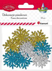 Opakowanie Piankowe śnieżynki brokatowe mix 12szt.