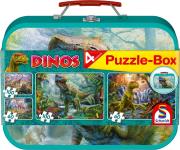 Opakowanie Puzzle 2x60 + 2x100 w walizce Dinozaury G3