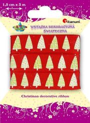 Opakowanie Wstążka materiałowa 15mm x 3m choinki