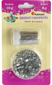 Opakowanie Zestaw dekoracyjny 18 g srebrny Z2B1S brokat 8gr gwiazdki 10