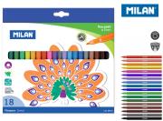 Opakowanie Flamastry Milan okrągłe z cienką końcówką 18 kolorów w kartonowym opakowaniu
