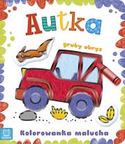 Kolorowanka malucha z grubym obrysem. Autka. Autor: Sylwia Kajdana. Dadada.pl Okładka książki Kolorowanka malucha z grubym obrysem. Autka