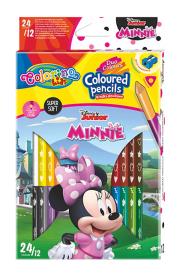 Opakowanie Kredki ołówkowe trójkątne Colorino Kids 24 kolorów 12 sztuk z temperówką Minnie