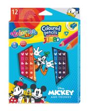 Opakowanie Kredki ołówkowe trójkątne jumbo Colorino Kids 13 kolorów 12 sztuk z temperówką Mickey