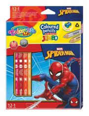 Opakowanie Kredki ołówkowe trójkątne jumbo Colorino Kids 13 kolorów 12 sztuk z temperówką Spiderman
