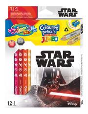 Opakowanie Kredki ołówkowe trójkątne jumbo Colorino Kids 13 kolorów 12 sztuk z temperówką Star Wars