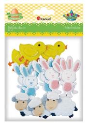 Opakowanie Naklejki filcowe 3D kurczaczki, zające, owce 12szt