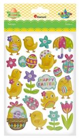 Opakowanie Naklejki wypukłe kurczaki mix wzorów 19szt
