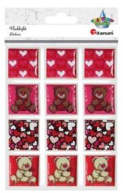 Opakowanie Naklejki wypukłe miękkie serca kw. misie 12szt